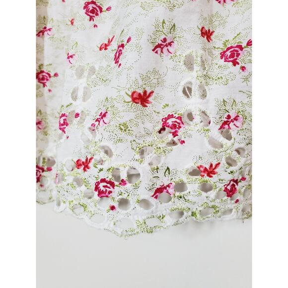 Anthropologie Womens Top Small Smocked Ruched Puff Sleeve Feminine Floral Lace - Picture 3 of 12